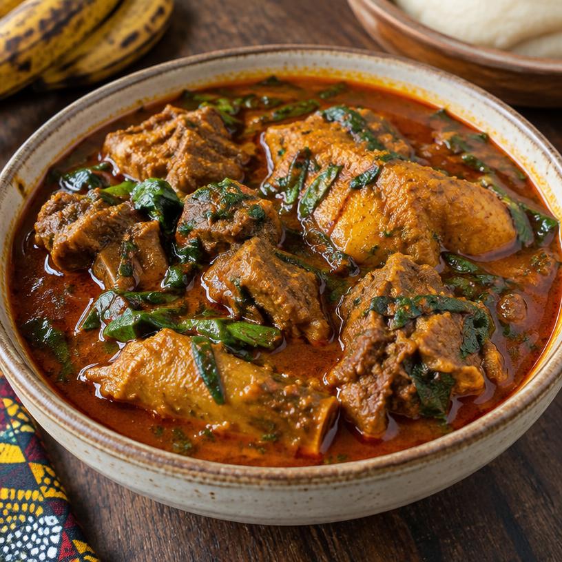 Nigerian Banga soup with tender meat